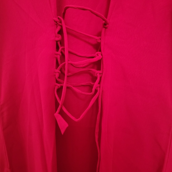 Indian gold embroidered tunic set with tunic, pants and scarf hot pink one size - Picture 16 of 16